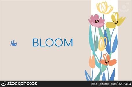 tulip wreath of flowers card design with text