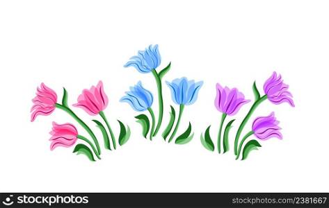 Tulips flowers illustration. Isolated spring tulip. Tulips flowers set