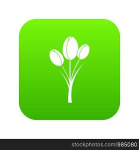 Tulips icon digital green for any design isolated on white vector illustration. Tulips icon digital green