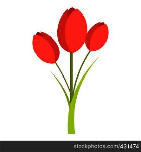Tulips icon flat isolated on white background vector illustration. Tulips icon isolated