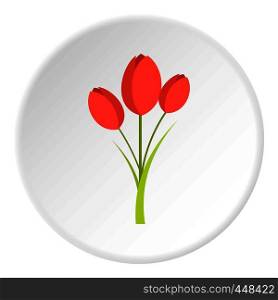 Tulips icon in flat circle isolated vector illustration for web. Tulips icon circle
