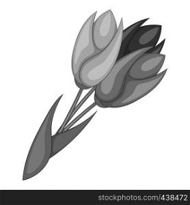 Tulips icon in monochrome style isolated on white background vector illustration. Tulips icon monochrome
