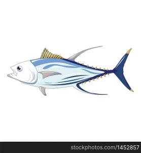 Tuna fish icon. Cartoon of tuna fish vector icon for web design isolated on white background. Tuna fish icon, cartoon style