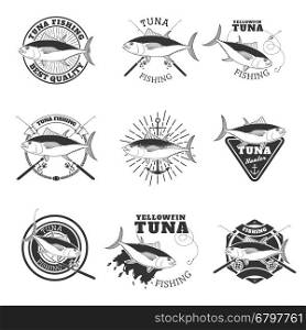 tuna fishing. Design elements for fishing team emblem. Vector illustration.