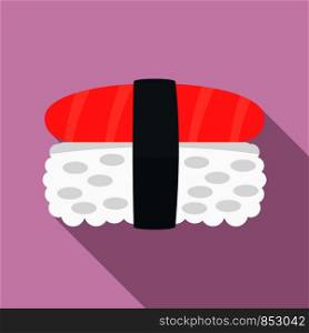 Tuna meat rice sushi icon. Flat illustration of tuna meat rice sushi vector icon for web design. Tuna meat rice sushi icon, flat style
