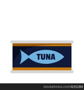 Tuna tin can icon. Flat illustration of tuna tin can vector icon for web isolated on white. Tuna tin can icon, flat style