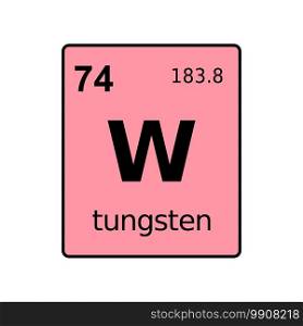 Tungsten chemical element of periodic table. Sign with atomic number.