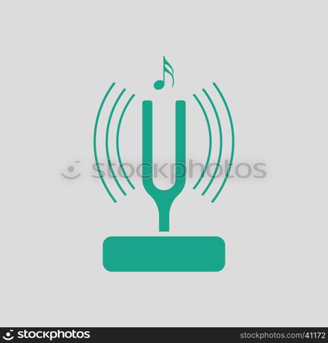 Tuning fork icon. Gray background with green. Vector illustration.