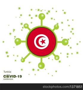 Tunisia Coronavius Flag Awareness Background. Stay home, Stay Healthy. Take care of your own health. Pray for Country