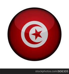 tunisia Flag in glossy round button of icon. tunisia emblem isolated on white background. National concept sign. Independence Day. Vector illustration.
