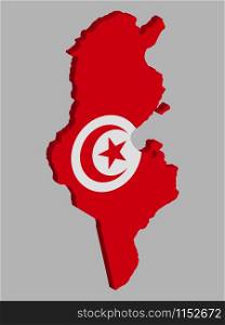 Tunisia Map flag Vector 3D illustration eps 10.. Tunisia Map flag Vector 3D