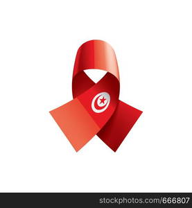 Tunisia national flag, vector illustration on a white background. Tunisia flag, vector illustration on a white background