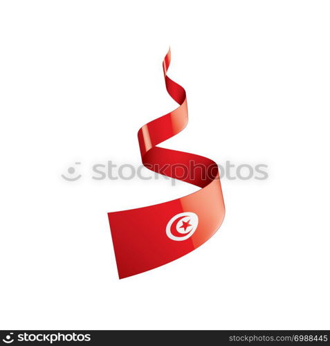 Tunisia national flag, vector illustration on a white background. Tunisia flag, vector illustration on a white background