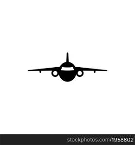 Turbine Jet Plane, Airplane Silhouette. Flat Vector Icon illustration. Simple black symbol on white background. Turbine Jet Plane Airplane Silhouette sign design template for web and mobile UI element