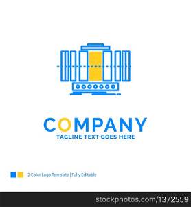 Turbine, Vertical, axis, wind, technology Blue Yellow Business Logo template. Creative Design Template Place for Tagline.