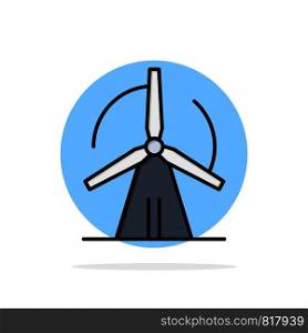 Turbine, Wind, Energy, Power Abstract Circle Background Flat color Icon