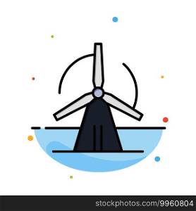 Turbine, Wind, Energy, Power Abstract Flat Color Icon Template