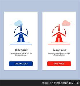 Turbine, Wind, Energy, Power Blue and Red Download and Buy Now web Widget Card Template