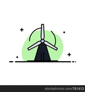 Turbine, Wind, Energy, Power Business Flat Line Filled Icon Vector Banner Template