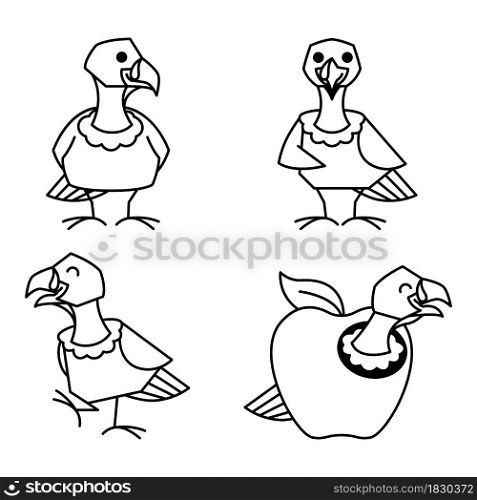 Turkey Bird Female Autumn Fall Thanksgiving Character Cartoon Line Art