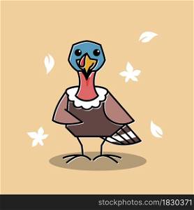 Turkey Bird Female Standing Autumn Fall Thanksgiving Character Cartoon