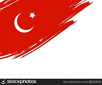 Turkey country flag vector background  icon watercolor dry brush ink texture illustration independence Day celebration banner