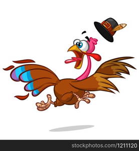 Turkey Escape Cartoon Mascot Character. Vector Illustration Isolated on white