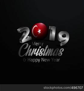 Turkey Flag 2019 Merry Christmas Typography. New Year Abstract Celebration background