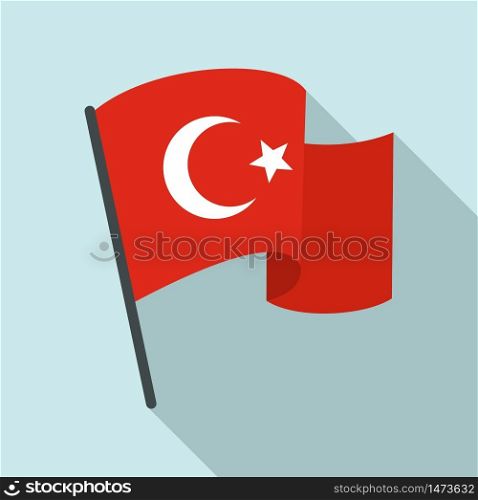 Turkey flag icon. Flat illustration of turkey flag vector icon for web design. Turkey flag icon, flat style