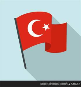 Turkey flag icon. Flat illustration of turkey flag vector icon for web design. Turkey flag icon, flat style