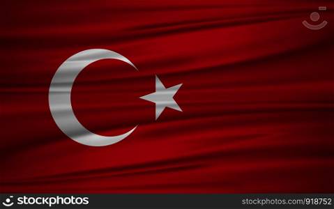 turkey flag vector. Vector flag of turkey blowig in the wind. EPS 10.