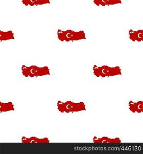 Turkey map in national flag colors pattern seamless background in flat style repeat vector illustration. Turkey map pattern seamless