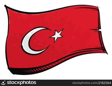 Turkey national flag created in graffiti paint style