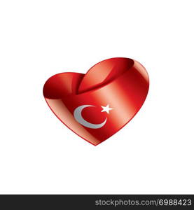 Turkey national flag, vector illustration on a white background. Turkey flag, vector illustration on a white background