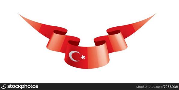 Turkey national flag, vector illustration on a white background. Turkey flag, vector illustration on a white background