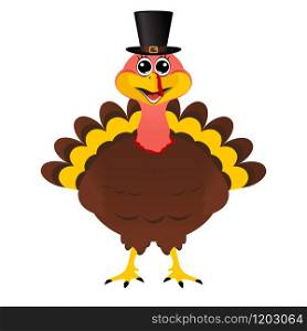 Turkey Pilgrimin hat on Thanksgiving Day, vector illustration. Turkey Pilgrimin hat on Thanksgiving Day, vector