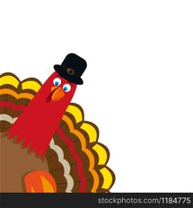 Turkey Pilgrimin on Thanksgiving Day, on white background funny character. Turkey Pilgrimin on Thanksgiving Day
