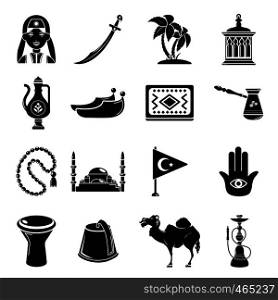 Turkey travel icons set. Simple illustration of 16 Turkey travel vector icons for web. Turkey travel icons set, simple style