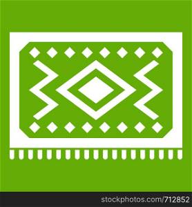 Turkish carpet icon white isolated on green background. Vector illustration. Turkish carpet icon green