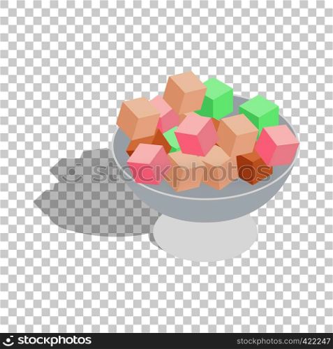 Turkish delight isometric icon 3d on a transparent background vector illustration. Turkish delight isometric icon