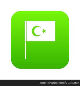 Turkish flag icon digital green for any design isolated on white vector illustration. Turkish flag icon digital green