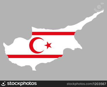 Turkish Republic Of Northern Cyprus map flag vector.. Turkish Republic Of Northern Cyprus map flag vector