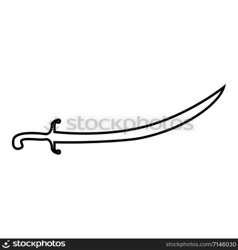 Turkish saber Scimitar Sabre of arabian persian Curved sword icon outline black color vector illustration flat style simple image