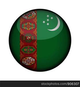 turkmenistan Flag in glossy round button of icon. turkmenistan emblem isolated on white background. National concept sign. Independence Day. Vector illustration.