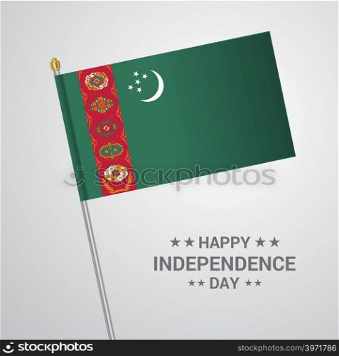 Turkmenistan Independence day typographic design with flag vector