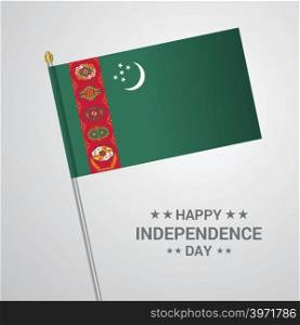 Turkmenistan Independence day typographic design with flag vector
