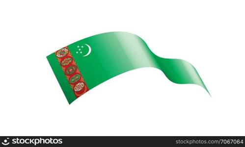 Turkmenistan national flag, vector illustration on a white background. Turkmenistan flag, vector illustration on a white background