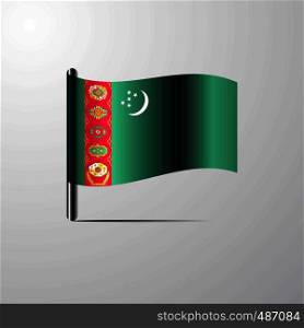 Turkmenistan waving Shiny Flag design vector