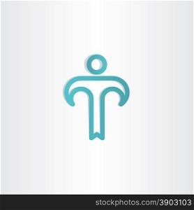 turkoise letter t man icon design