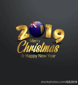 Turks and Caicos Islands Flag 2019 Merry Christmas Typography. New Year Abstract Celebration background